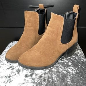 Brown Faux Suede Booties